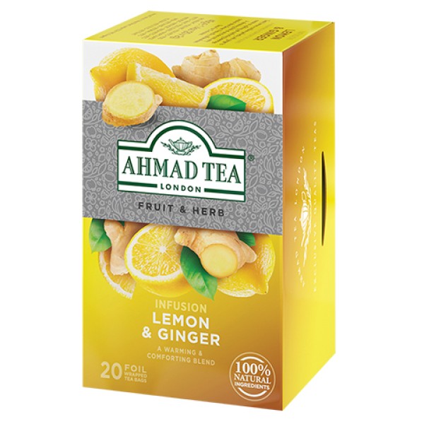 AHMAD TEA Плодов черен чай с лимон и джинджифил 20 бр.